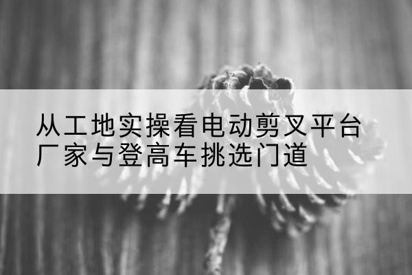徐汇区电动剪叉升降平台厂家-从工地实操看电动剪叉平台厂家与登高车挑选门道
